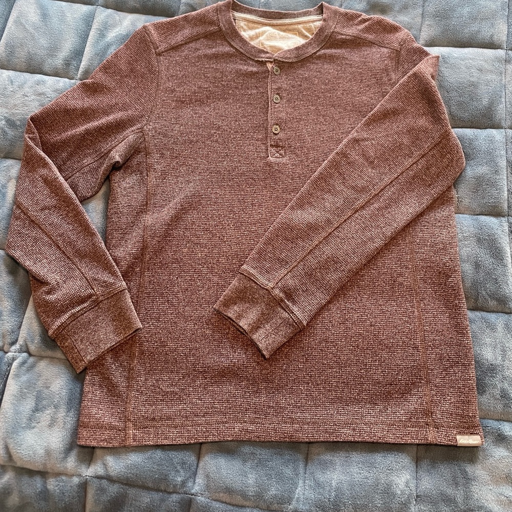 Men's Eddie's Favorite Ultrasoft Thermal Henley. Maroon. Medium. Like new.